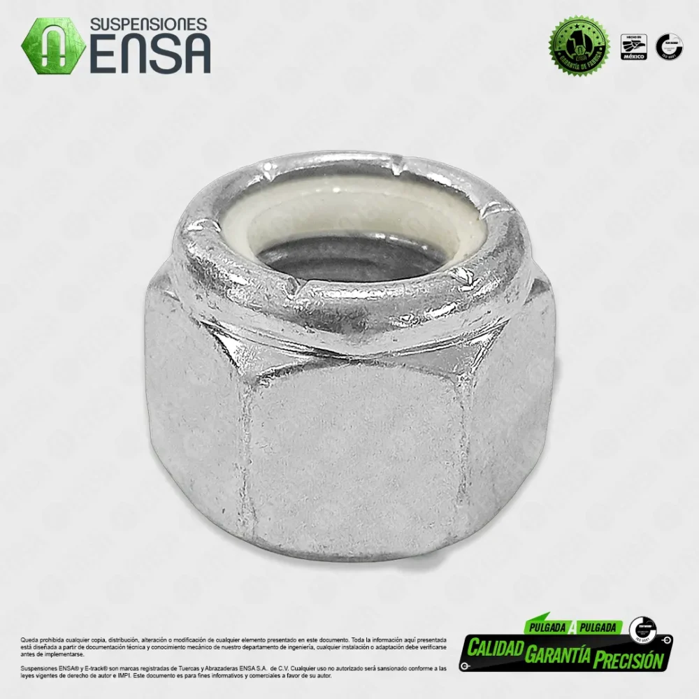 Tuerca Seguridad Inserto Nylon Galvanizada NF 1/2"